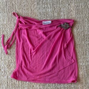 La Perla Pink Draped Skirt Cover Up with Jewel Accent